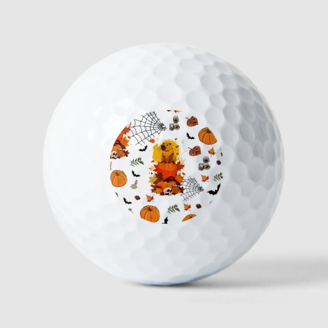 Capybara Halloween.  Witch Pumpkin.  Golf Balls (Front)