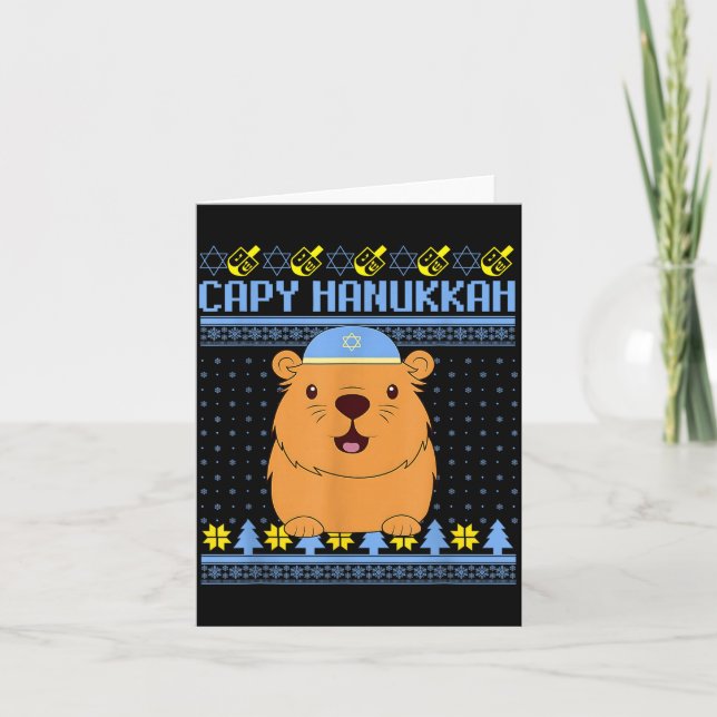 Capybara Hanukkah Capy Hanukkah Chanukah Jewish Ki Card (Front)
