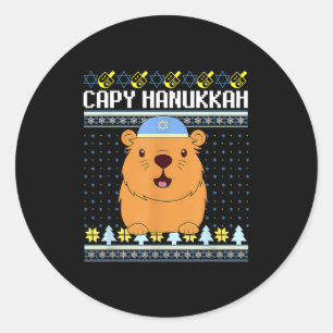 Capybara Hanukkah Capy Hanukkah Chanukah Jewish Ki Classic Round Sticker