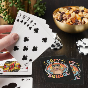 Capybara Happy First Day Of Back To School Playing Cards
