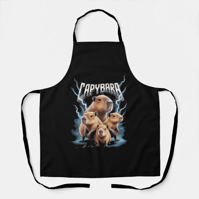 Capybara Heavy Metal Christmas Funny Holiday Gifts Apron (Front)
