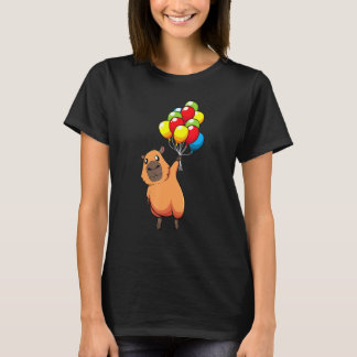 Capybara Holding Balloons Carpincho Water Hog Birt T-Shirt