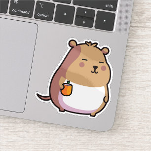 Capybara holding coffee sticker