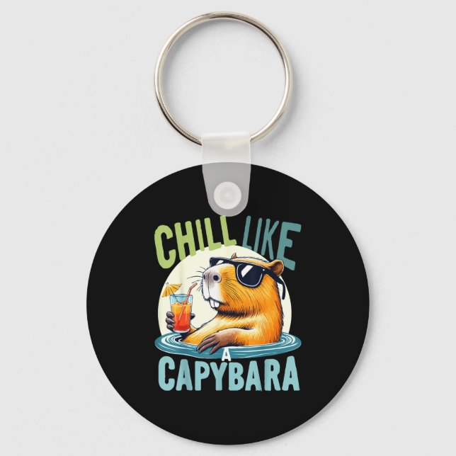 Capybara Holidays - Funny Quote Gift Zen Fashion D Key Ring (Front)