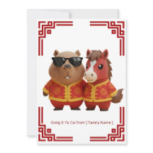 Capybara & Horse Lunar New Year Card