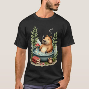 Capybara Hot Spring Cottagecore Mushroom Poetcore  T-Shirt