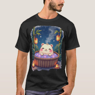 Capybara Hot Tub Relaxation Kawaii Night Spa Stick T-Shirt