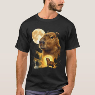 Capybara howling to the moon meme 90s animal T-Shirt