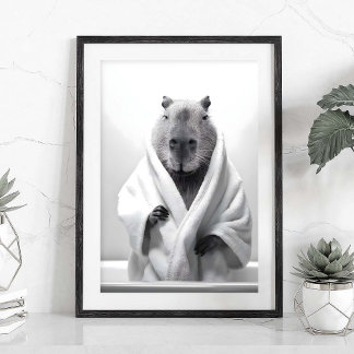 Capybara in a bathtub poster