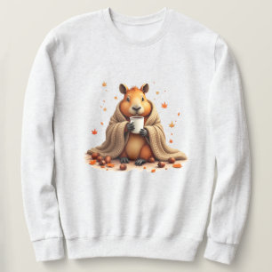 Capybara in a Blanket Drinking Coffee Cosy Autumn Sweatshirt
