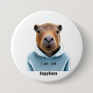 CAPYBARA In A Hoodie I Am Cool 7.5 Cm Round Badge