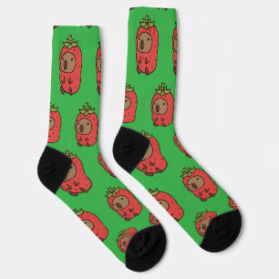 Capybara in a Strawberry Suit Socks Cute Animal