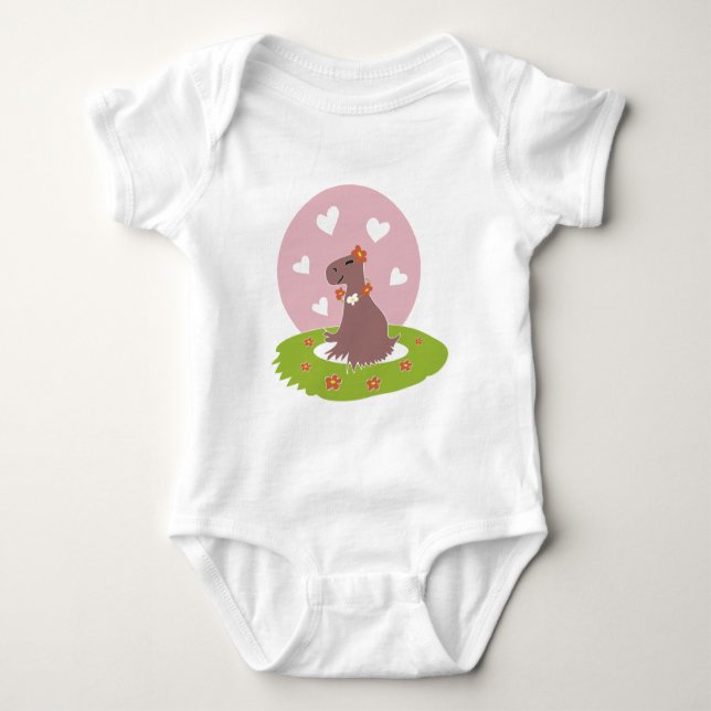 Capybara in Love Baby Bodysuit (Front)