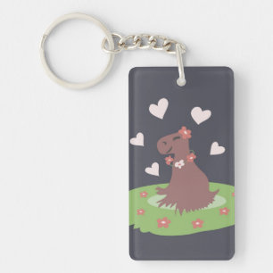 Capybara in Love Key Ring