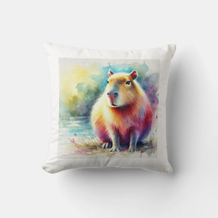 Capybara in Nature 130924AREF101 - Watercolor Cushion