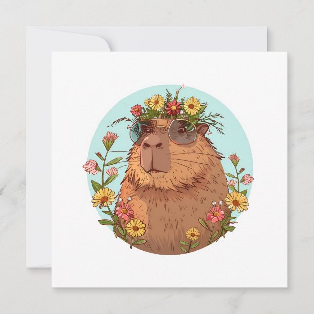 Capybara in sunglasses Summertime Invitation (Front)