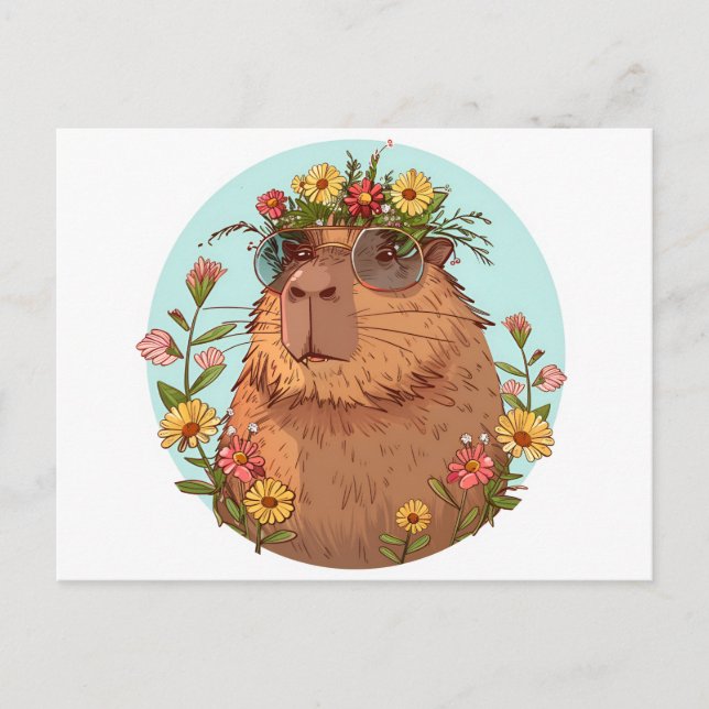 Capybara in sunglasses Summertime Postcard (Front)