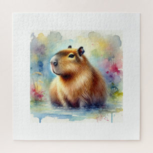 Capybara in the Light 161024AREF145 - Watercolor Jigsaw Puzzle