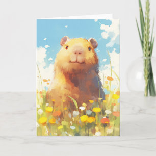 Capybara in the Meadow Card