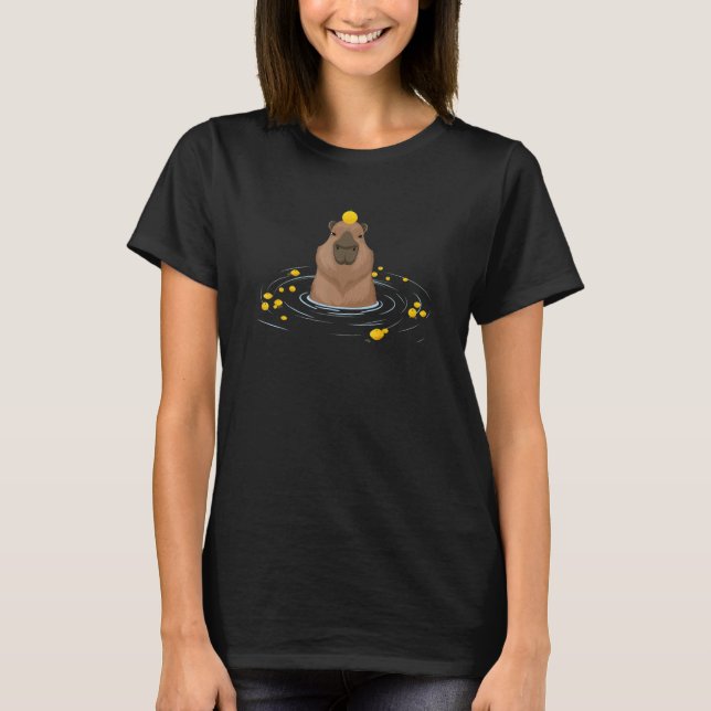 Capybara in Water With Lemons Meme T-Shirt (Front)