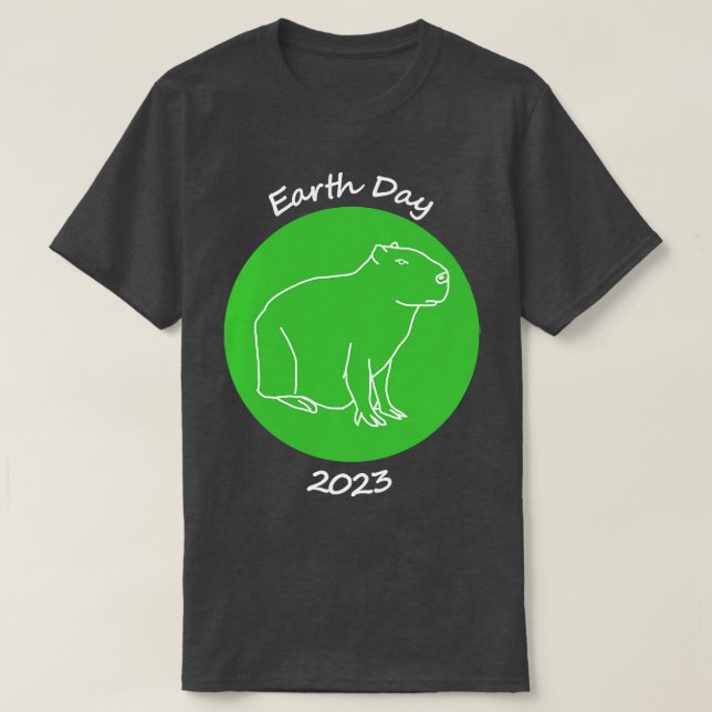 Capybara in White Line For Earth Day 2023 T-Shirt (Design Front)