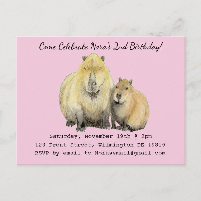 Capybara Invitation Postcard (Front)