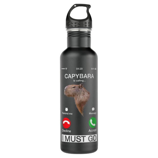 Capybara Is Calling Funny Capibara Rodent Animal L 710 Ml Water Bottle (Front)