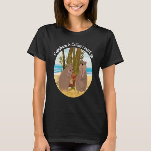 Capybara Is Calling Funny Capibara Rodent Animal L T-Shirt