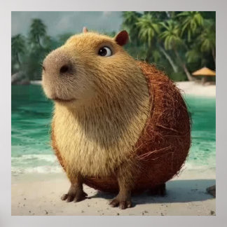 Capybara Island Mood. Have a Capy Day. Poster