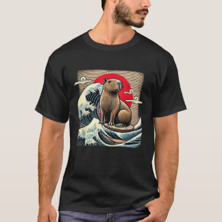 Capybara Japanese Kanagawa Wave Graphic Tee Weird 