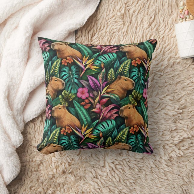 Capybara Jungle Dreams Seamless Surface Pattern Cushion (Blanket)