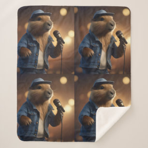 Capybara Keith Country Western Singer,  Sherpa Blanket