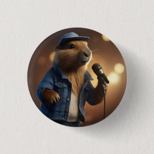 Capybara Keith The Country Western Singer, 3 Cm Round Badge