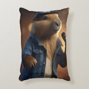Capybara Keith The Country Western Singer, Decorative Cushion