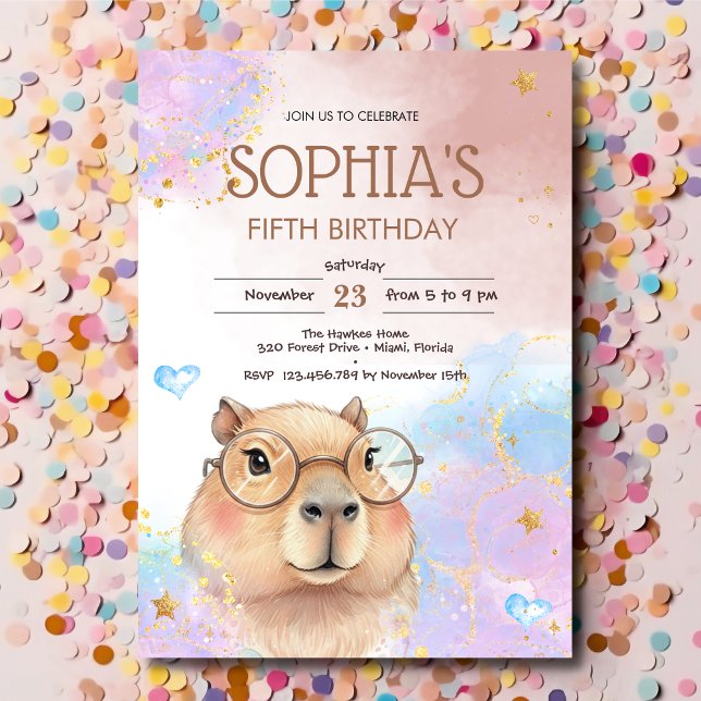 Capybara kids birthday invitation (Creator Uploaded)