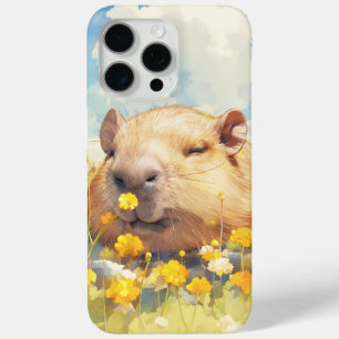 Capybara Lazy Days in the Wildflowers iPhone 15 Pro Max Case