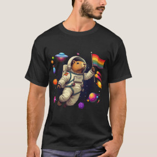 Capybara LGBTQ in Space: Fun UFO Adventure T-Shirt