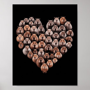 Capybara Love Heart Valentine For Kids Women Teen Poster