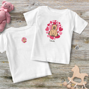 Capybara Loves with Lot of Hearts Personalized Baby T-Shirt