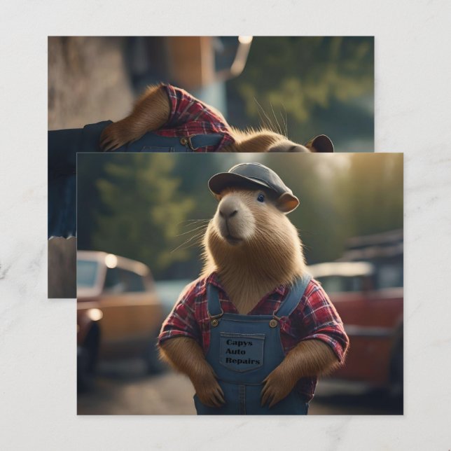 "Capybara Mechanic: Grease, Gears, and Good Vibes" (Front/Back)