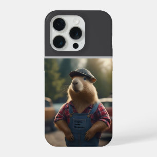 "Capybara Mechanic: Grease, Gears, and Good Vibes" iPhone 15 Pro Case