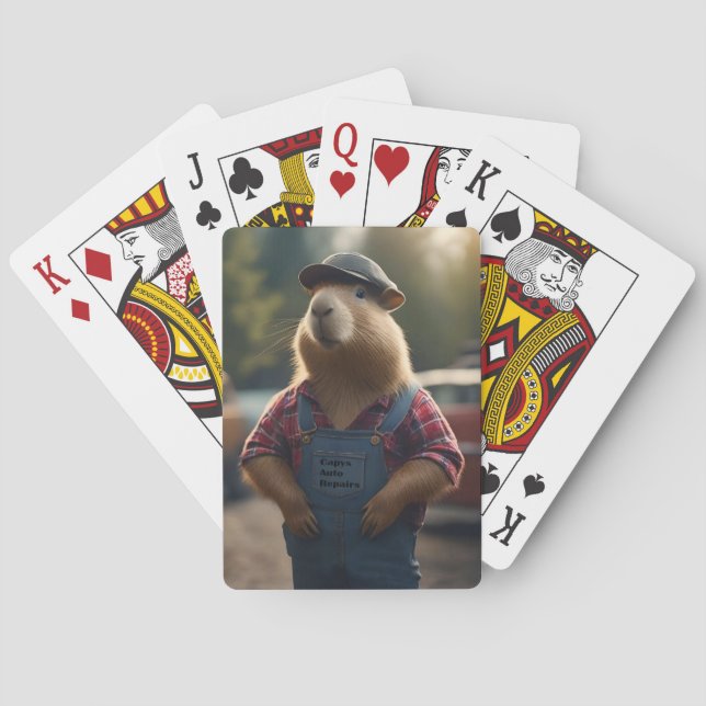 "Capybara Mechanic: Grease, Gears, and Good Vibes" Playing Cards (Back)