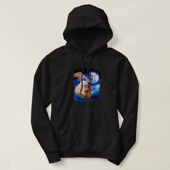 Capybara Meme moon Funny Capybaras Vintage Kawaii  Hoodie (Design Front)