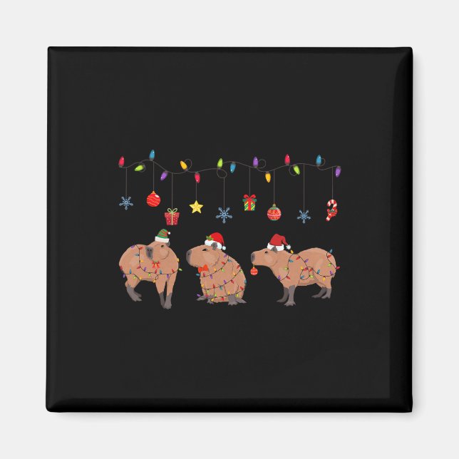 Capybara Merry Christmas Capybaras Lover Funny Cap Magnet (Front)