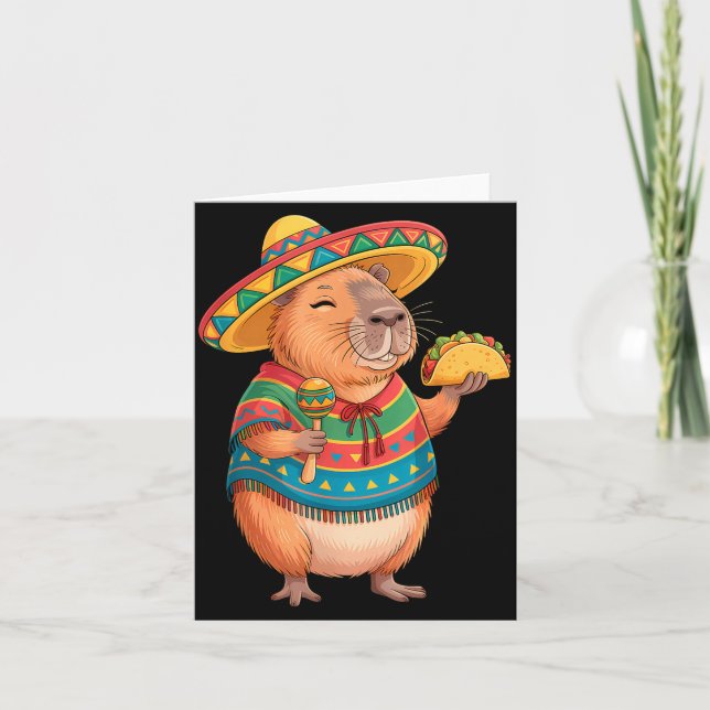 Capybara Mexico Cinco De Mayo  Card (Front)