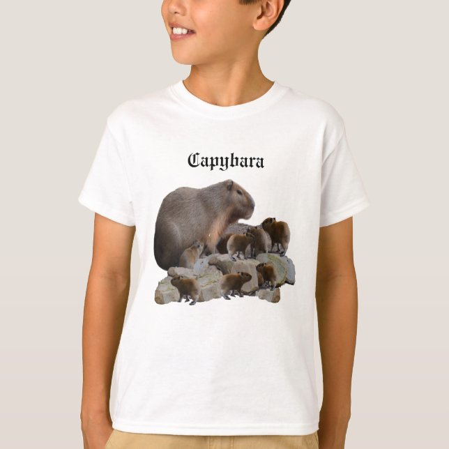 Capybara Mommy With Her Babies, T-Shirt (Front)