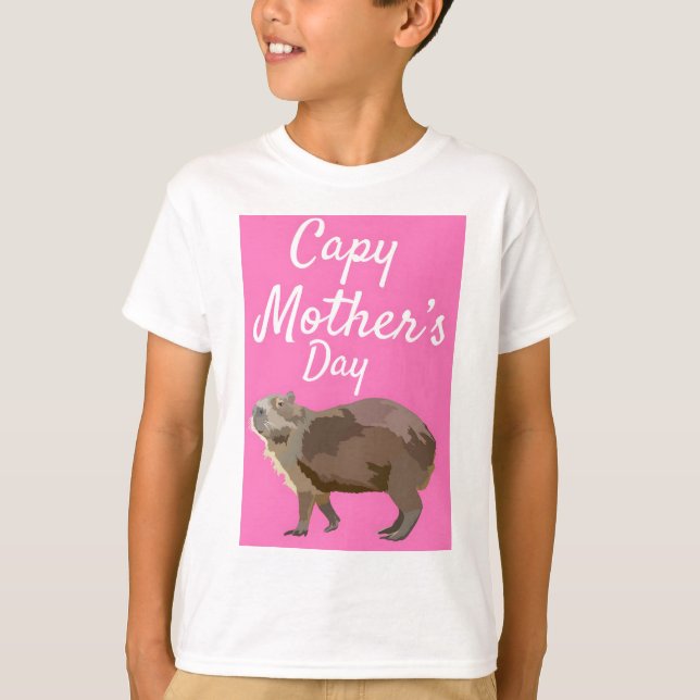 Capybara Mothers Day Artwork Adorable Rodent Illus T-Shirt (Front)