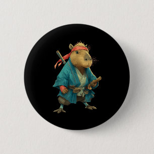 Capybara Ninja Samurai Japan Funny Japanese Graphi 6 Cm Round Badge