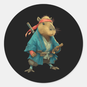 Capybara Ninja Samurai Japan Funny Japanese Graphi Classic Round Sticker