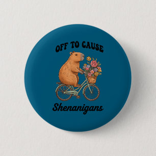 Capybara off to cause shenanigans st patricks day 6 cm round badge